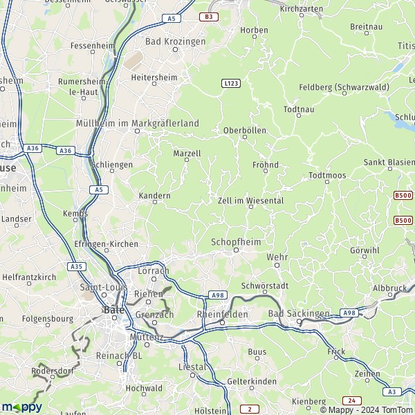 La carte du département Lörrach