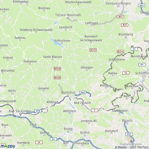 La carte du département Waldshut