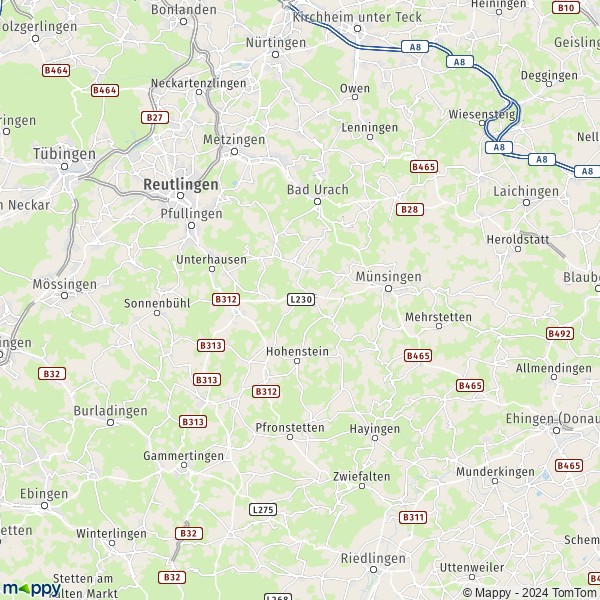 La carte du département Reutlingen