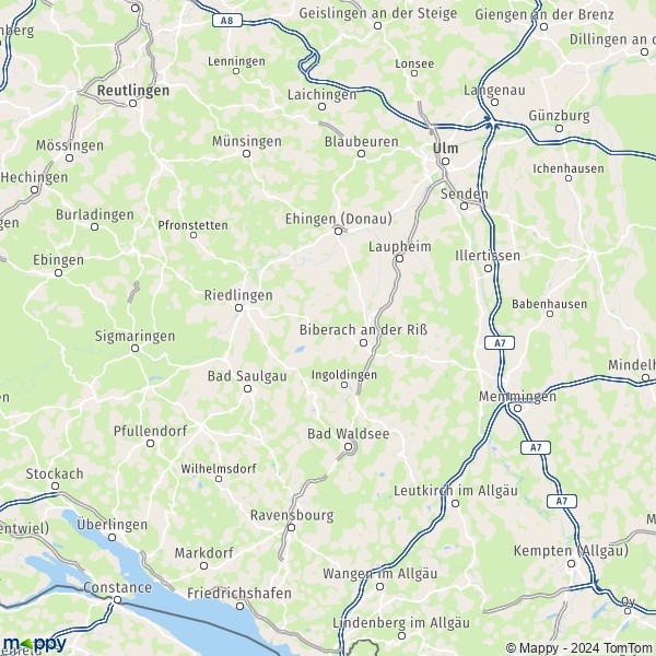 La carte du département Biberach