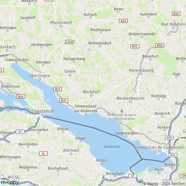 La carte du département Bodenseekreis