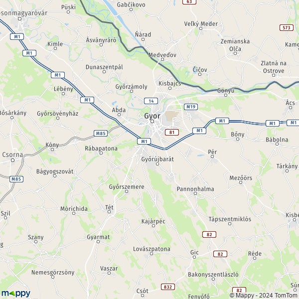 La carte du département Győri járás