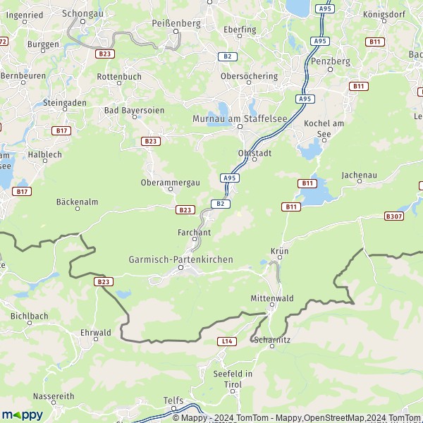 La carte du département Garmisch-Partenkirchen