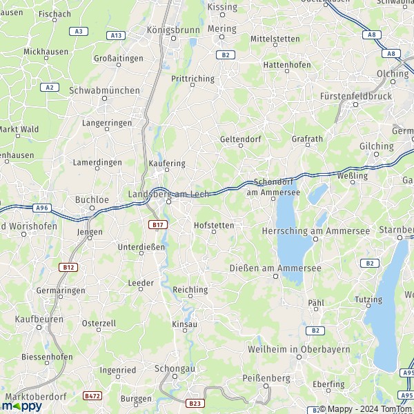 La carte du département Landsberg am Lech