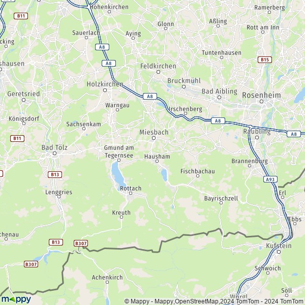 La carte du département Miesbach