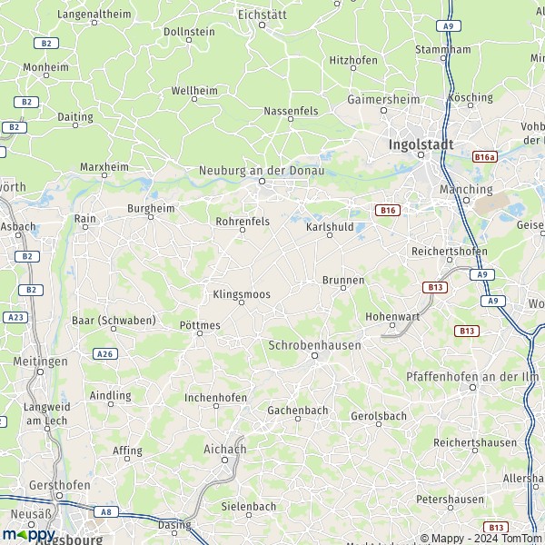 La carte du département Neuburg-Schrobenhausen