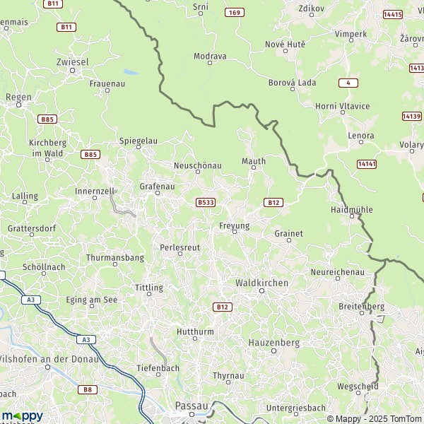 La carte du département Freyung-Grafenau