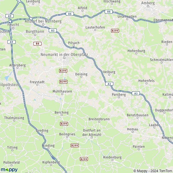 La carte du département Neumarkt in der Oberpfalz