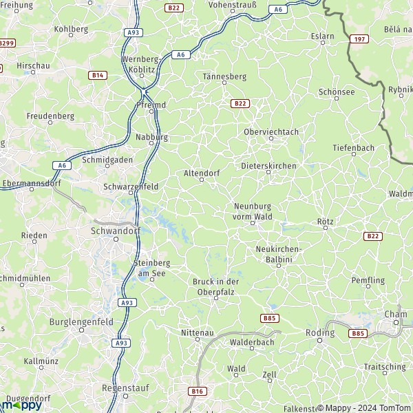La carte du département Schwandorf