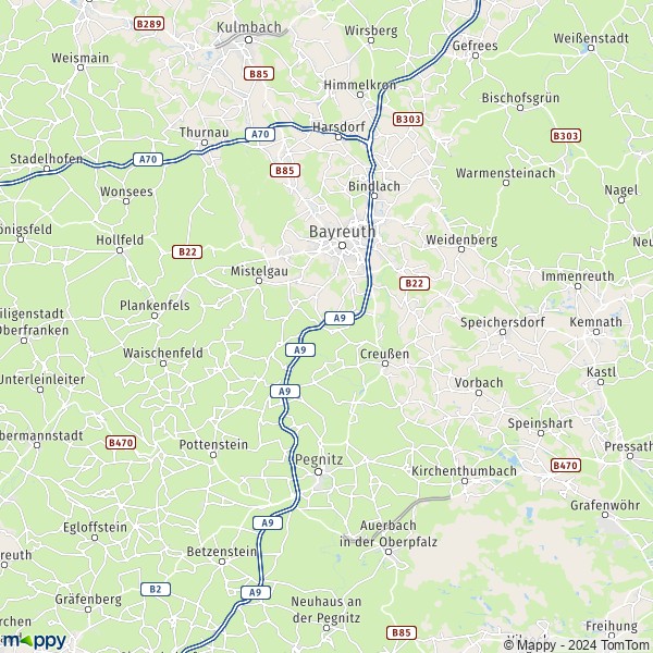 La carte du département Bayreuth