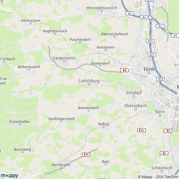 La carte du département Fürth