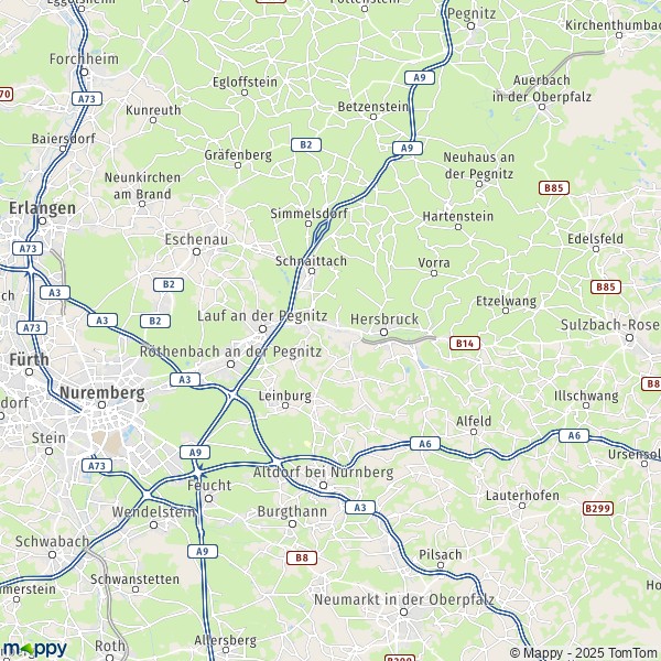 La carte du département Nürnberger Land