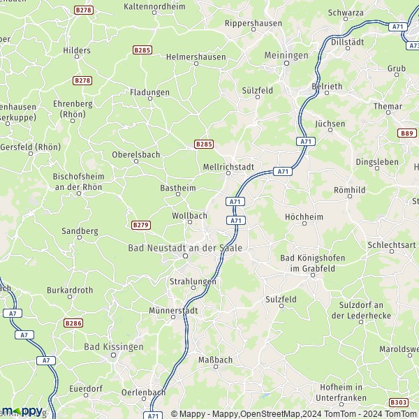 La carte du département Rhön-Grabfeld