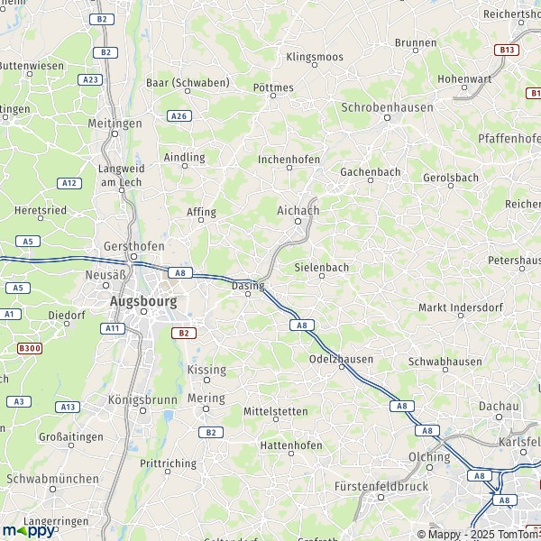 La carte du département Aichach-Friedberg