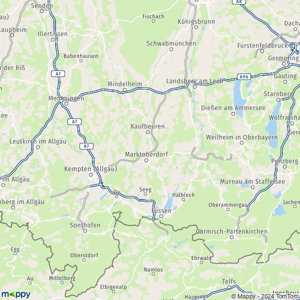 La carte du département Ostallgäu