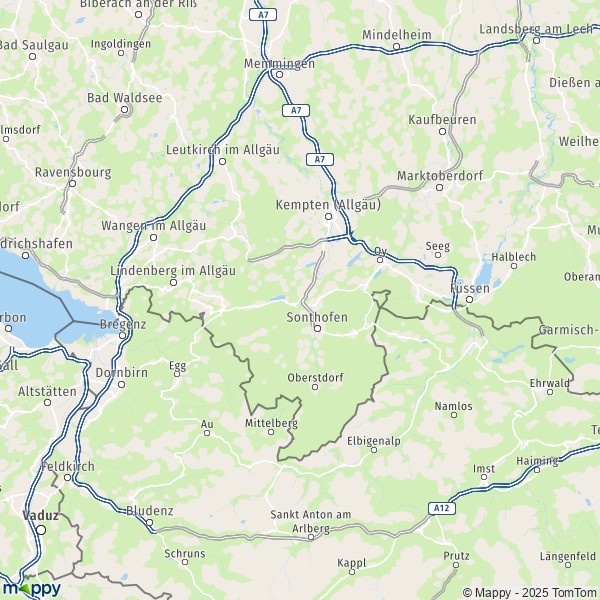 La carte du département Oberallgäu