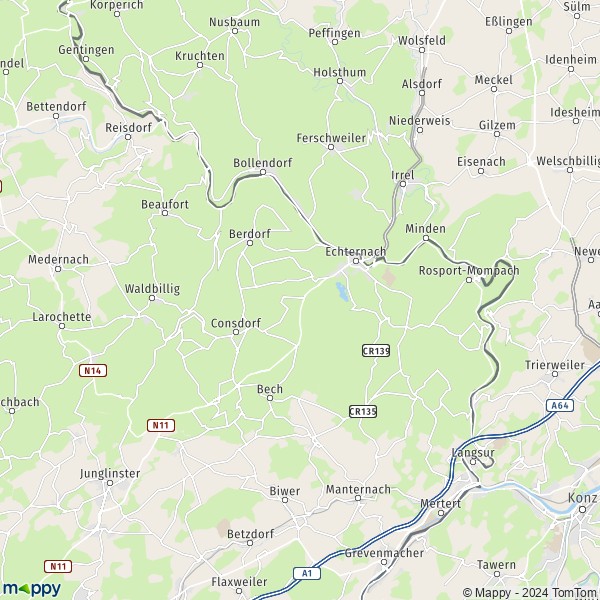 La carte du département Echternach