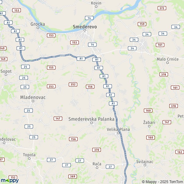 La carte du département Podunavski