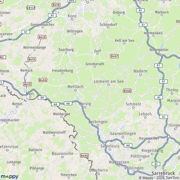 La carte du département Merzig-Wadern