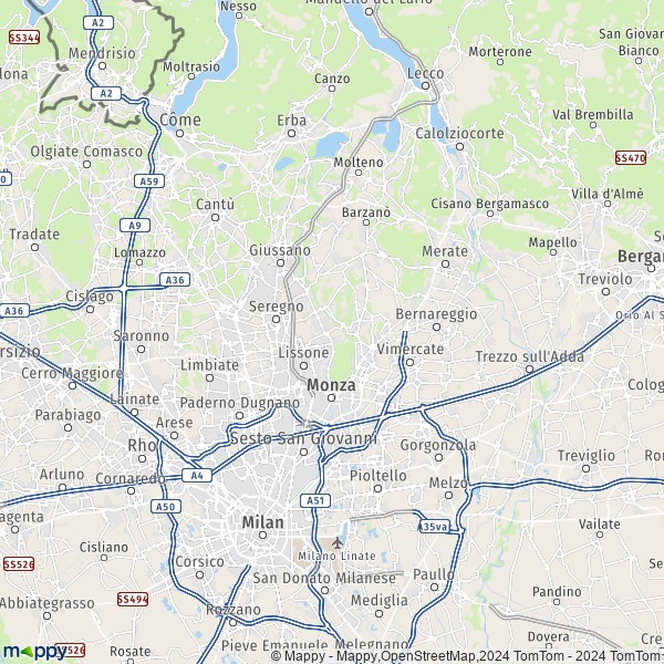 La carte du département Monza e Brianza