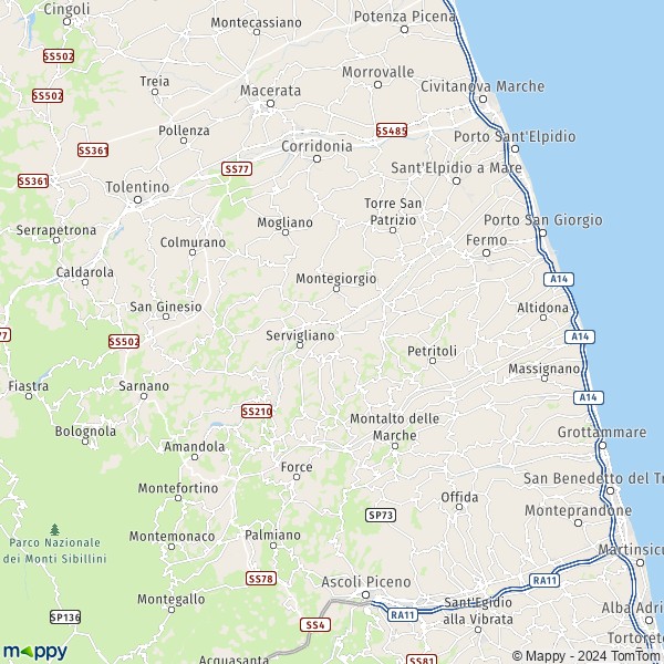 La carte du département Fermo