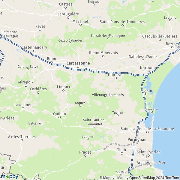 La carte du département Aude