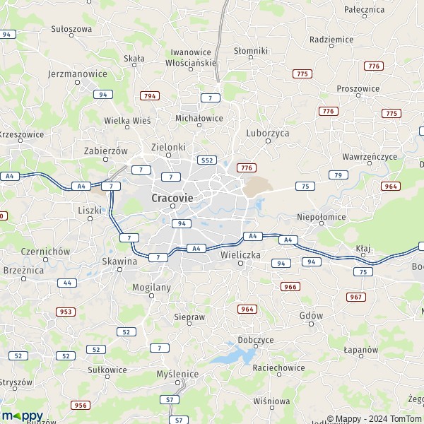 La carte du département Cracovie