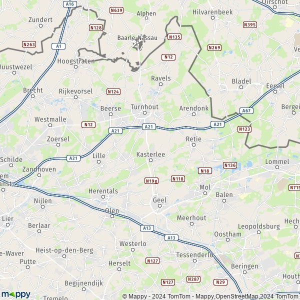La carte du département Turnhout