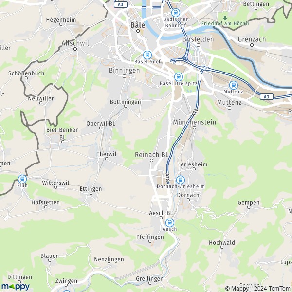 La carte du département Arlesheim