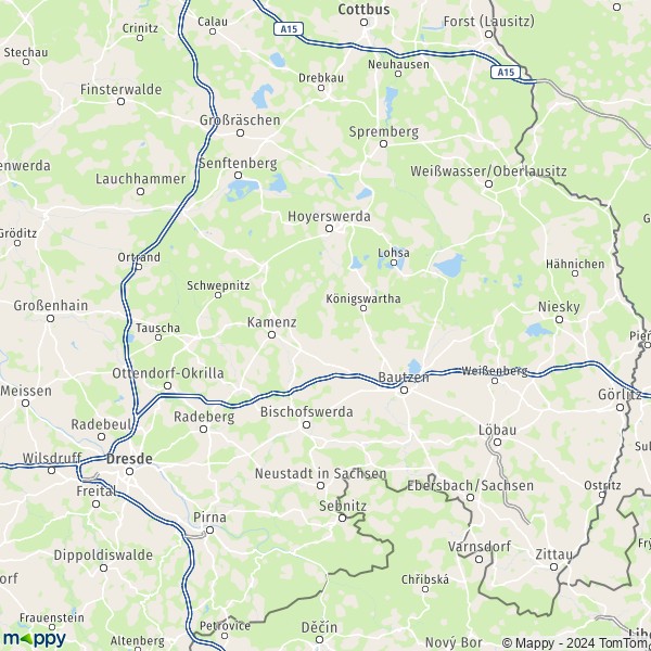 La carte du département Bautzen