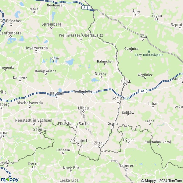 La carte du département Görlitz