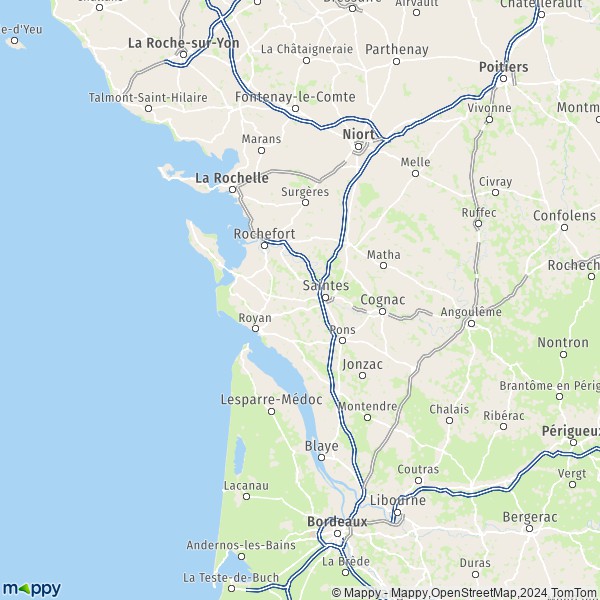 La carte du département Charente-Maritime