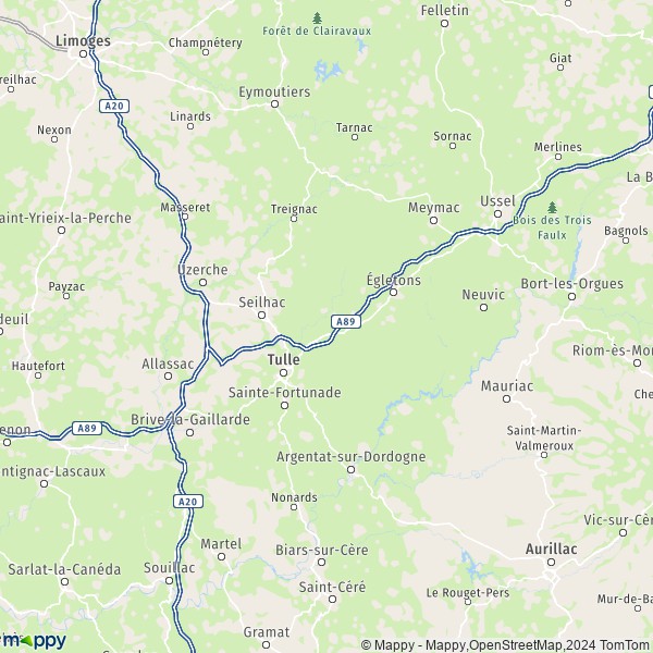 La carte du département Corrèze