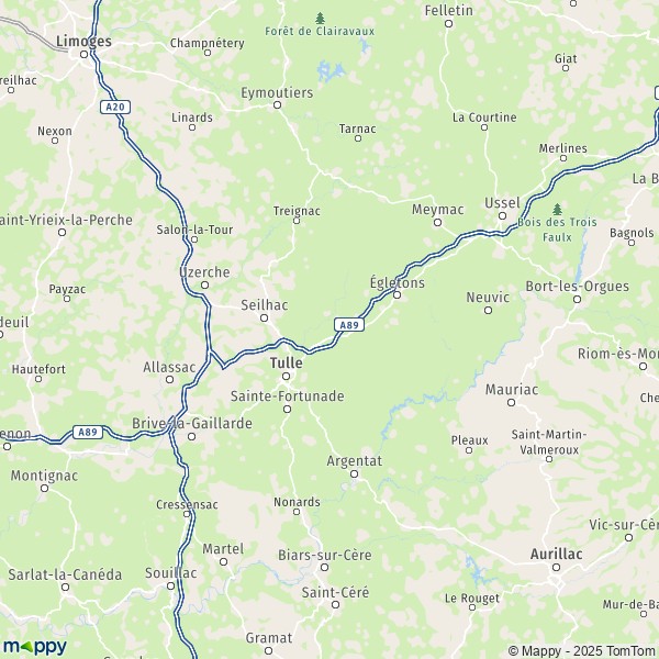 La carte du département Corrèze