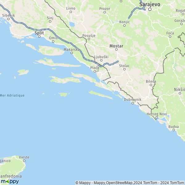 La carte du département County of Dubrovnik-Neretva