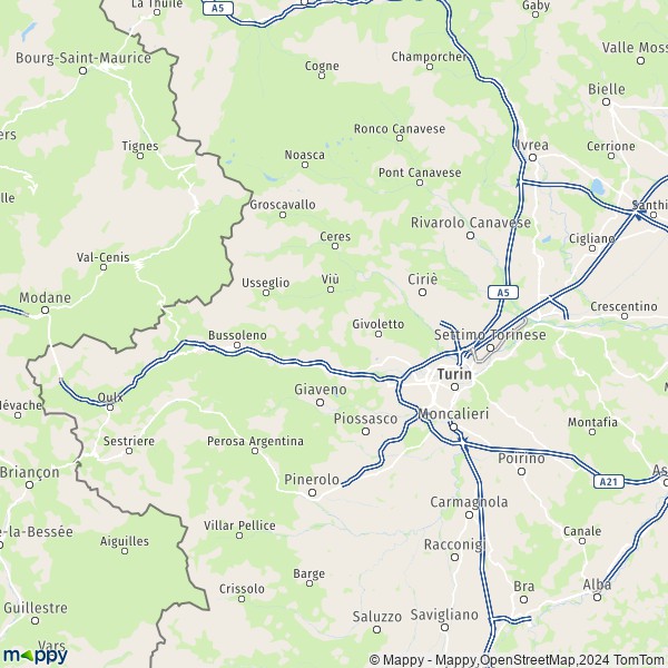 La carte du département Turin
