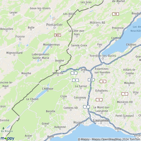La carte du département Jura-Nord vaudois