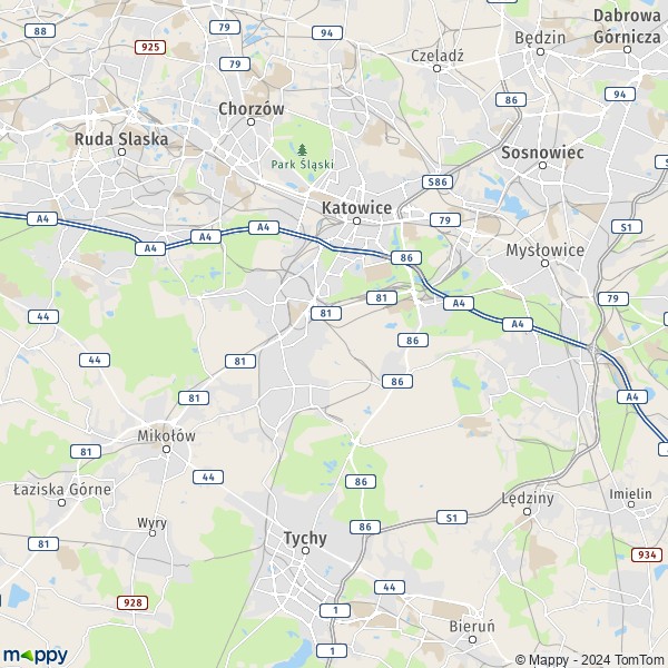 La carte du département Katowice