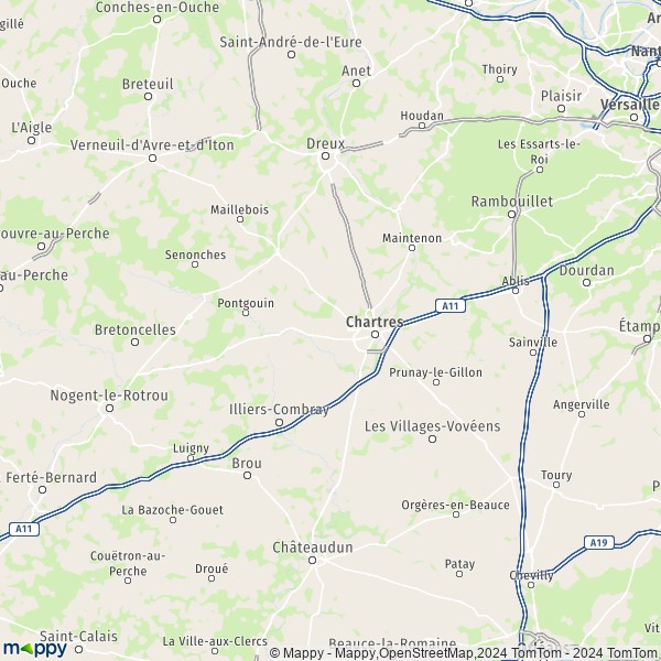 La carte du département Eure-et-Loir