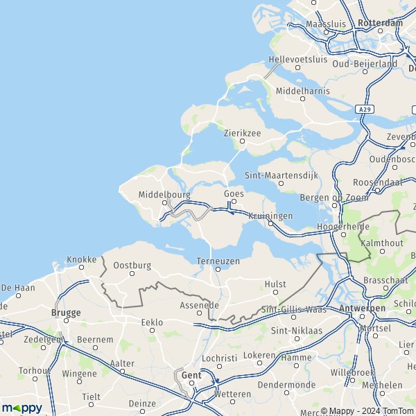 La carte du département Zélande