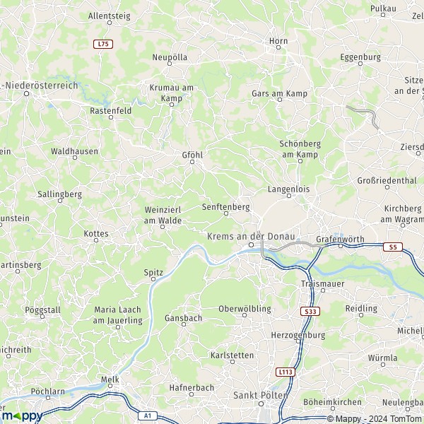 La carte du département Krems