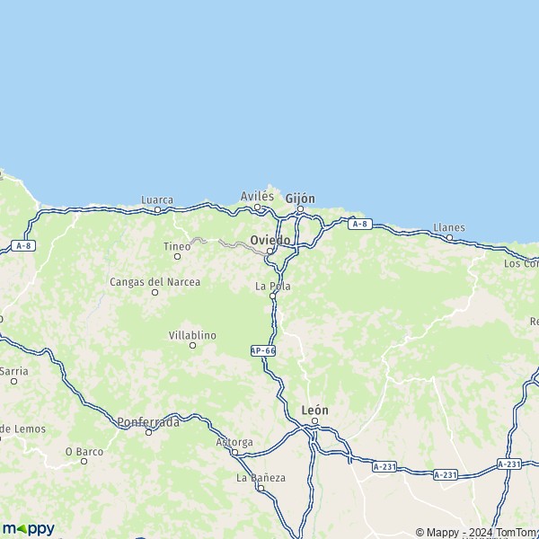 La carte du département Asturies