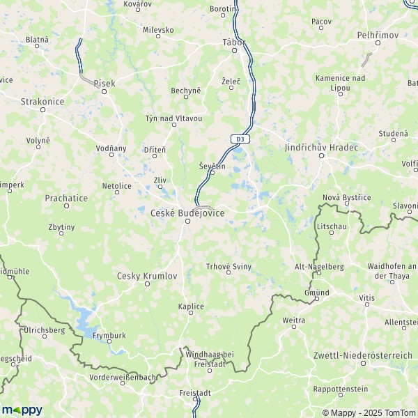 La carte du département Ceské Budejovice