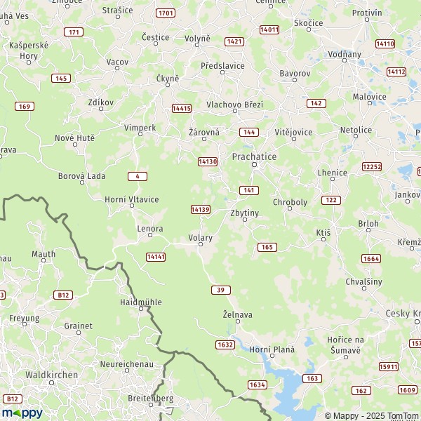 La carte du département Prachatice