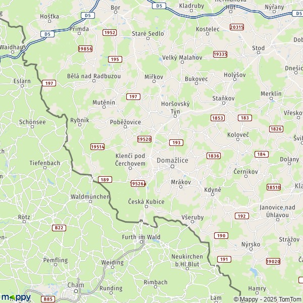 La carte du département Domažlice