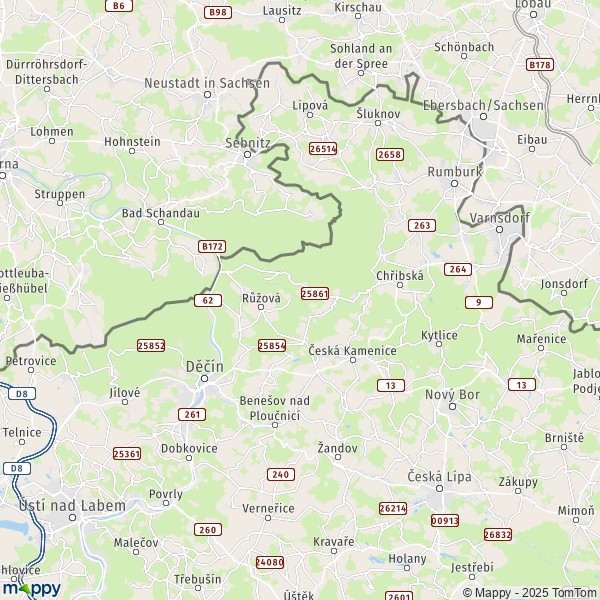 La carte du département Děčín