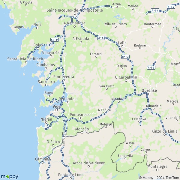 La carte du département Pontevedra