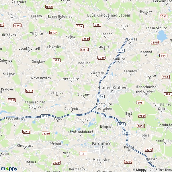 La carte du département Hradec Králové