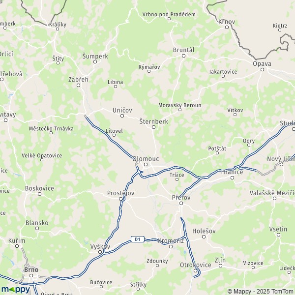 La carte du département Olomouc