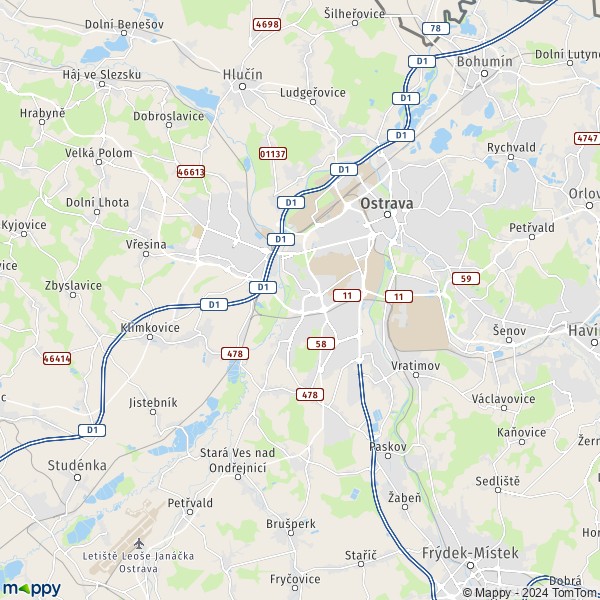 La carte du département Ostrava